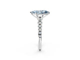 White gold Fancy Blue Marquise Cut Diamond Cathedral Solitaire Ring with Round  Pavé Band_169