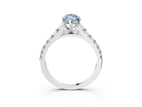 White gold Fancy Blue Marquise Cut Diamond Cathedral Solitaire Ring with Round  Pavé Band_170