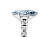 White gold Fancy Blue Marquise Cut Diamond Cathedral Solitaire Ring with Round  Pavé Band_172