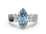 White gold Fancy Blue Marquise Cut Diamond Channel Set Solitaire Ring with Four-Prong Setting_56