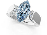 White gold Fancy Blue Marquise Cut Diamond Channel Set Solitaire Ring with Four-Prong Setting_57