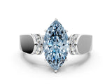 White gold Fancy Blue Marquise Cut Diamond Channel Set Solitaire Ring with Four-Prong Setting_65