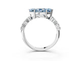 White gold Fancy Blue Marquise Cut Diamond Cluster Pavé Band with Four-Prong Setting_15