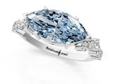 White gold Fancy Blue Marquise Cut Diamond Cluster Pavé Band with Four-Prong Setting_4