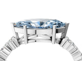 White gold Fancy Blue Marquise Cut Diamond Cluster Pavé Band with Four-Prong Setting_7