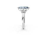 White gold Fancy Blue Marquise  Cut Diamond Cluster Ring with Round Accent Stones and Prong Setting on a Classic Band_51