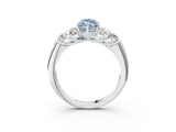 White gold Fancy Blue Marquise  Cut Diamond Cluster Ring with Round Accent Stones and Prong Setting on a Classic Band_52
