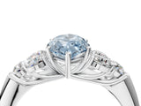 White gold Fancy Blue Marquise  Cut Diamond Cluster Ring with Round Accent Stones and Prong Setting on a Classic Band_53