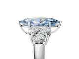 White gold Fancy Blue Marquise  Cut Diamond Cluster Ring with Round Accent Stones and Prong Setting on a Classic Band_54