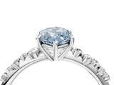 White gold Fancy Blue Marquise Cut Diamond Cluster Side Stone Solitaire Ring with Prong Setting_81