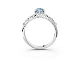 White gold Fancy Blue Marquise Cut Diamond Cluster Side Stone Solitaire Ring with Prong Setting_81