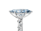 White gold Fancy Blue Marquise Cut Diamond Cluster Side Stone Solitaire Ring with Prong Setting_82