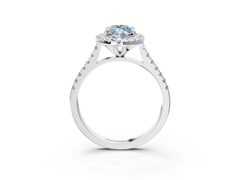White gold Fancy Blue Marquise Cut Diamond Cushion Halo Ring with Pavé Band_24