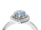 White gold Fancy Blue Marquise Cut Diamond Double Halo Ring with Split Shank and Four-Prong Setting_4