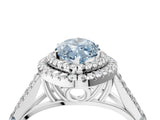 White gold Fancy Blue Marquise Cut Diamond Double Halo Ring with Split Shank and Prong Setting_31