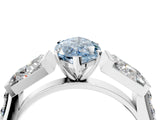 White gold Fancy Blue Marquise Cut Diamond Engagement Ring with Baguette Side Stones and Channel Set Band_36