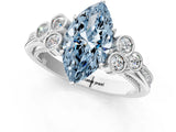 White gold Fancy Blue Marquise  Cut Diamond Engagement Ring with Bezel Set Round Side Stones and Prong Setting_53