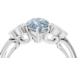 White gold Fancy Blue Marquise  Cut Diamond Engagement Ring with Bezel Set Round Side Stones and Prong Setting_56