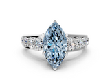 White gold Fancy Blue Marquise  Cut Diamond Engagement Ring with Pavé Band and Four-Prong Setting_3
