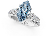 White gold Fancy Blue Marquise  Cut Diamond Engagement Ring with Pavé Band and Four-Prong Setting_4