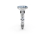 White gold Fancy Blue Marquise  Cut Diamond Engagement Ring with Pavé Band and Four-Prong Setting_5