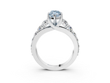 White gold Fancy Blue Marquise  Cut Diamond Engagement Ring with Pavé Band and Four-Prong Setting_6