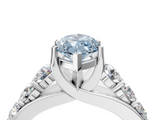 White gold Fancy Blue Marquise  Cut Diamond Engagement Ring with Pavé Band and Four-Prong Setting_7