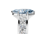 White gold Fancy Blue Marquise  Cut Diamond Engagement Ring with Pavé Band and Four-Prong Setting_8