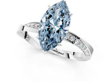 White gold Fancy Blue Marquise Cut Diamond Engagement Ring with Side Stone Accents and Four-Prong Setting_109