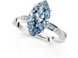 White gold Fancy Blue Marquise Cut Diamond Engagement Ring with Side Stone Accents and Four-Prong Setting_13