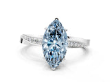 White gold Fancy Blue Marquise Cut Diamond Engagement Ring with Side Stone Accents and Four-Prong Setting_24