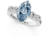 White gold Fancy Blue Marquise  Cut Diamond Five-Stone Prong Set White Gold Ring_21