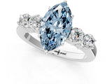 White gold Fancy Blue Marquise  Cut Diamond Five-Stone Prong Set White Gold Ring_33