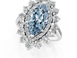 White gold Fancy Blue Marquise Cut Diamond Floral Double Halo Engagement Ring with Prong Setting_25