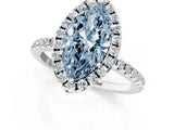 White gold Fancy Blue Marquise  Cut Diamond Floral Halo Engagement Ring with Pavé Band and Prong Setting_50