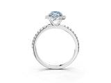 White gold Fancy Blue Marquise  Cut Diamond Floral Halo Engagement Ring with Pavé Band and Prong Setting_52