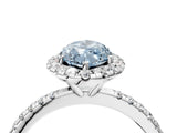 White gold Fancy Blue Marquise  Cut Diamond Floral Halo Engagement Ring with Pavé Band and Prong Setting_53