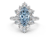 White gold Fancy Blue Marquise  Cut Diamond Floral Halo Pave Band with Prong Setting_37