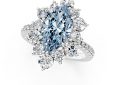 White gold Fancy Blue Marquise  Cut Diamond Floral Halo Pave Band with Prong Setting_38