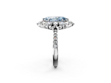White gold Fancy Blue Marquise  Cut Diamond Floral Halo Pave Band with Prong Setting_39