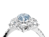 White gold Fancy Blue Marquise  Cut Diamond Floral Halo Pave Band with Prong Setting_41