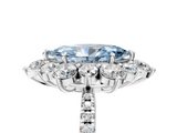 White gold Fancy Blue Marquise  Cut Diamond Floral Halo Pave Band with Prong Setting_42