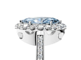 White gold Fancy Blue Marquise Cut Diamond Floral Halo Ring with Pavé Band and Prong Setting_12