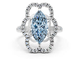 White gold Fancy Blue Marquise Cut Diamond Floral Halo Split Shank Prong Setting Ring_12