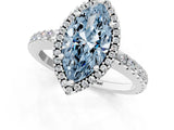 White gold Fancy Blue Marquise Cut Diamond Halo Engagement Ring with Pavé Band and Prong Setting_40