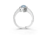 White gold Fancy Blue Marquise Cut Diamond Halo Engagement Ring with Pavé Band and Prong Setting_42