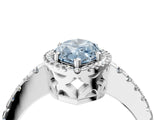 White gold Fancy Blue Marquise Cut Diamond Halo Engagement Ring with Pavé Band and Prong Setting_43