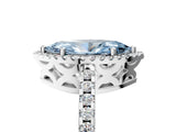 White gold Fancy Blue Marquise Cut Diamond Halo Engagement Ring with Pavé Band and Prong Setting_44