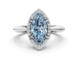 White gold Fancy Blue Marquise  Cut Diamond Halo Engagement Ring with Split Shank and Four-Prong Setting_89