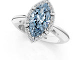 White gold Fancy Blue Marquise  Cut Diamond Halo Engagement Ring with Split Shank and Four-Prong Setting_90